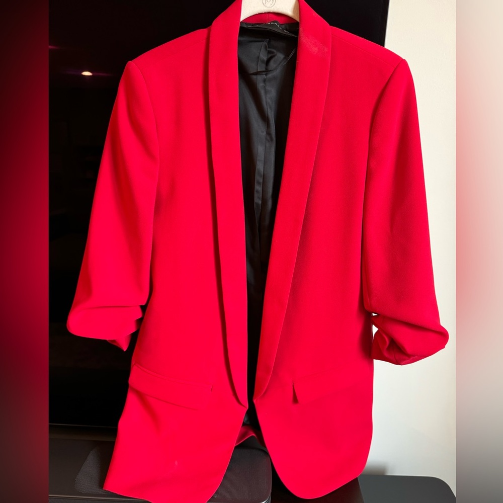 Zara tuxedo blazer in red